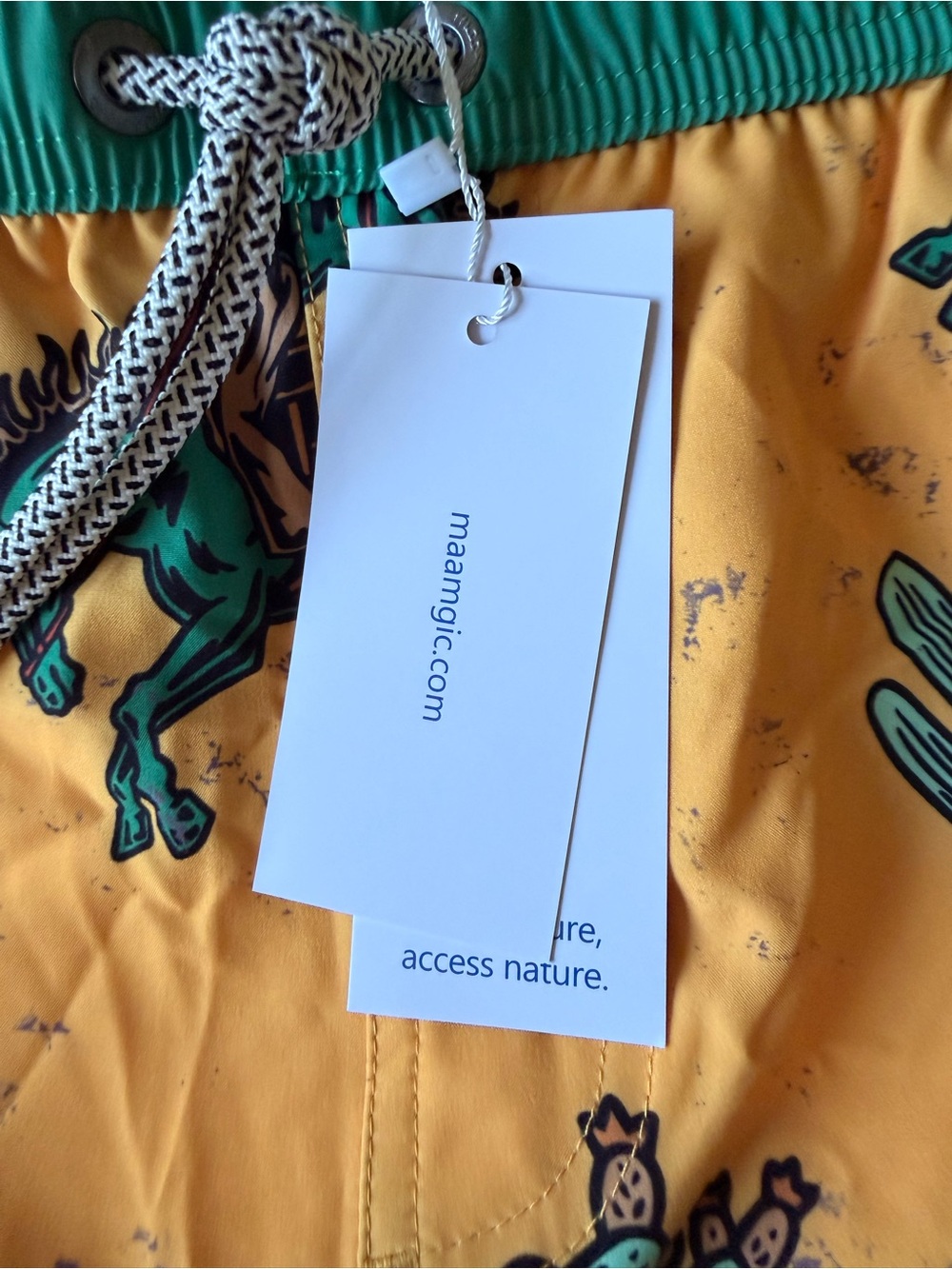 Western Rodeo Print Athletic Shorts in Yellow & Green - Picture 4 of 4